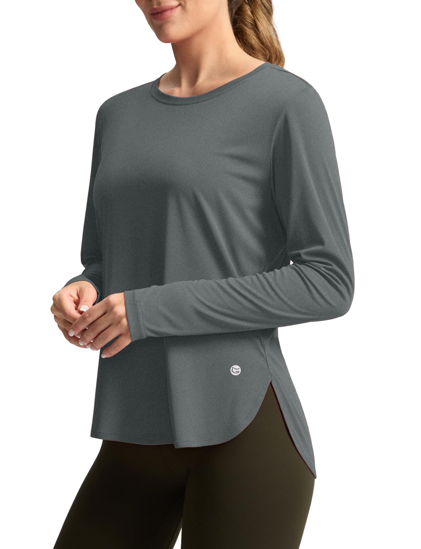 Women's Sun Shirts UPF 50+ Long Sleeve UV Protection Shirt Lightweight Quick Dry Workout Hiking Tops for Women(Heather Grey,L)