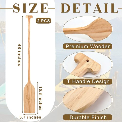 Silipull 2 Pcs Oar Wood Paddle 48 Inch Wooden Paddle Canoe Paddle Solid Pine Wood Paddle Handheld Wood Oar for Kayak Water Sport DIY Home Decoration Gifts Arts Craft Projects