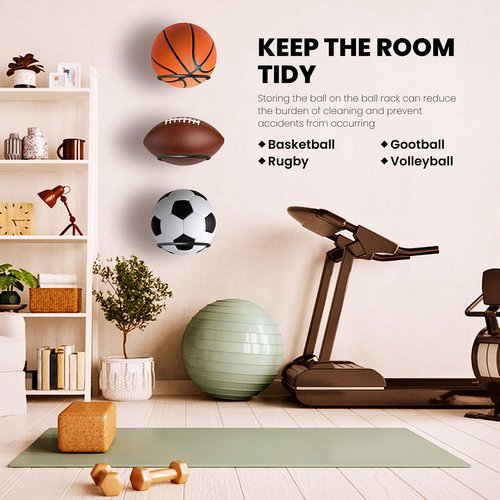 shikaman Basketball Holder Wall Mount,3pcs Soccer Display Rack Metal Universal Ball Display Rack Stand for Basketball Football Volleyball