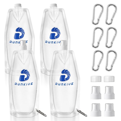 Filter 1L Collapsible Water Bottles with Push Pull Cap, Foldable Travel Water Bottle for Traveling, Hiking, Camping, Backpacking - Lightweight, Reusable, Clear Design