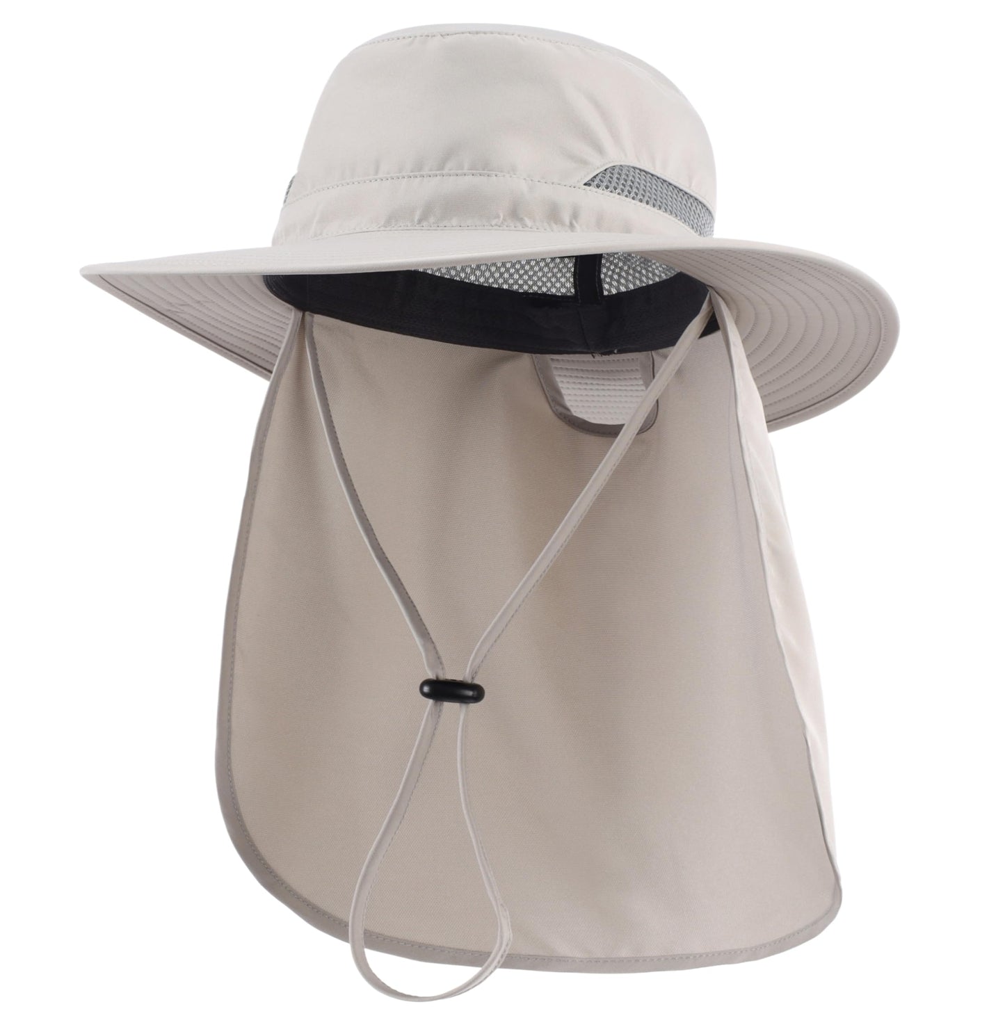 Connectyle Men's SPF 50+ Sun Hat with Neck Flap Summer Bucket Hats Outdoor Safari Hat for Fishing Hiking Gardening Light Grey