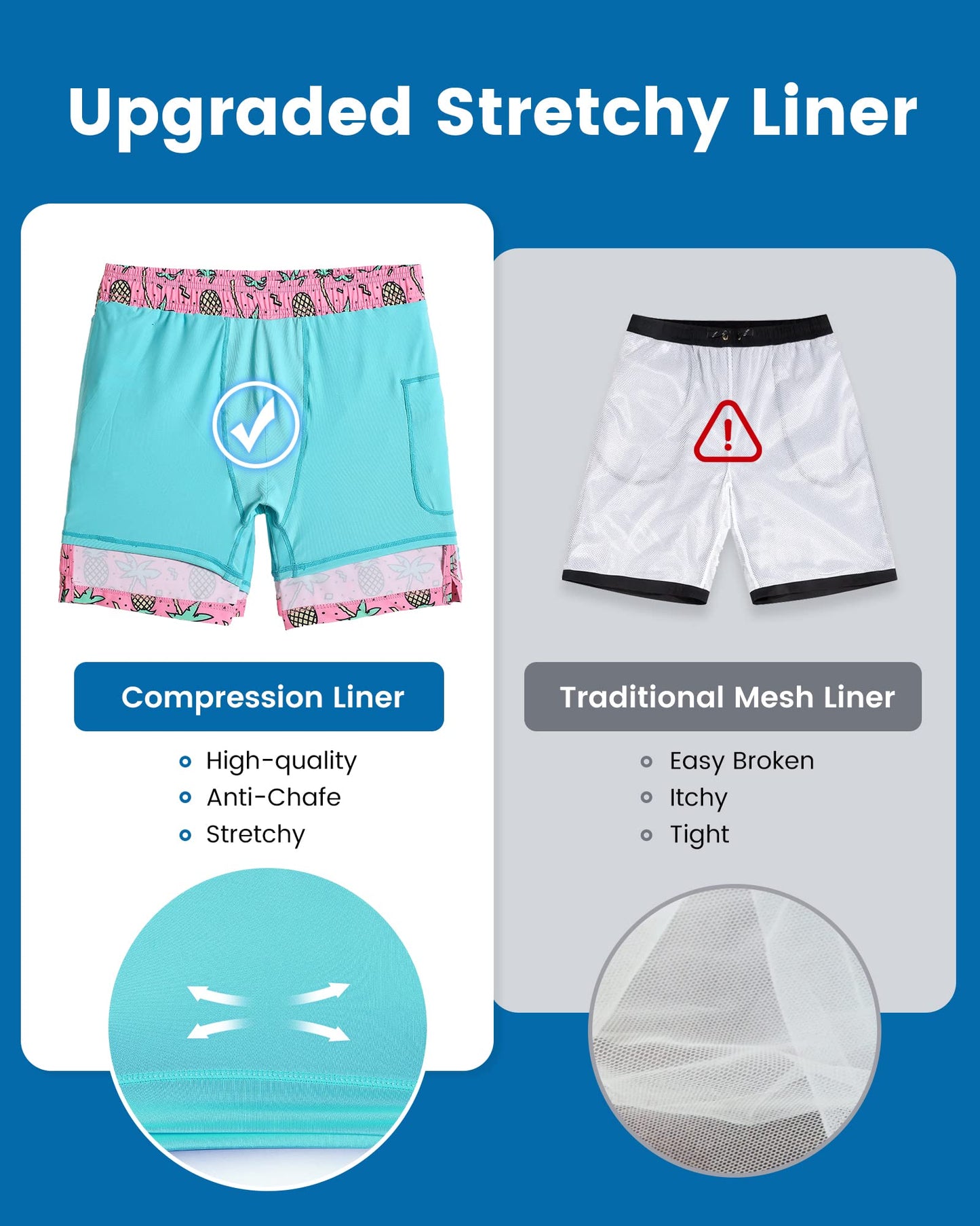maamgic Swim Trunks Men 2 in 1 Mens Bathing Suit 7 Inch Quick Dry Mens Swimming Trunks with Zipper Pockets