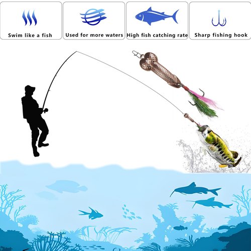 Beigaoxu Fishing Gifts for Men, Funny Fishing Bass Lure, Metal Glitter Fishing Hook with Feathers, Suitable for Freshwater and Saltwater, 2Pcs