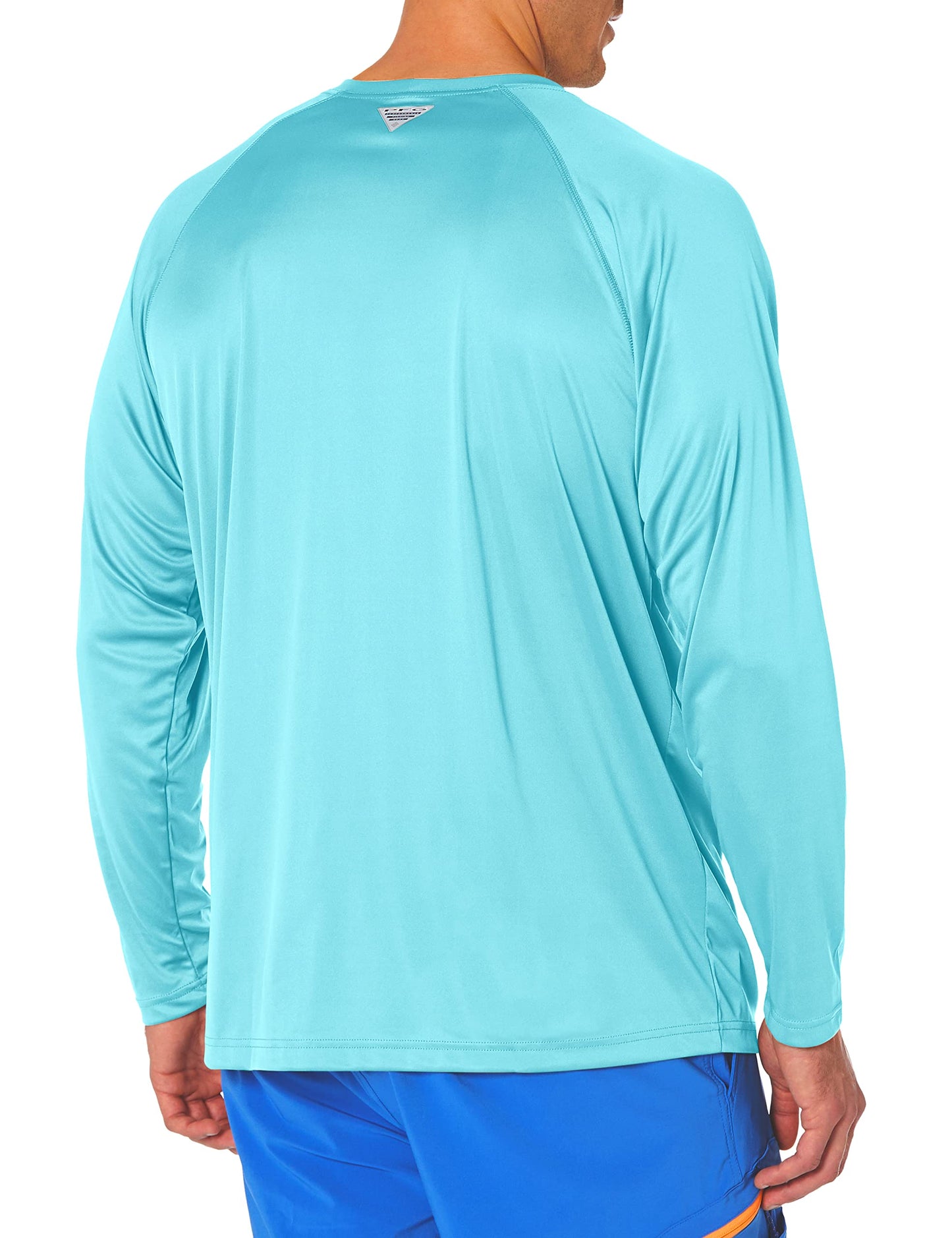 Columbia Men's PFG Terminal Tackle Long Sleeve Fishing Shirt, Gulf Stream/Black Logo, X-Large Tall