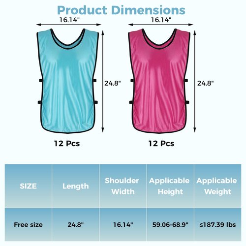 DIMEGON 24 Pack Youth Pinnies, Sports Pinnies for Youth Adults, Soccer Basketball Scrimmage Training Vests, Football Team Practice Jersey