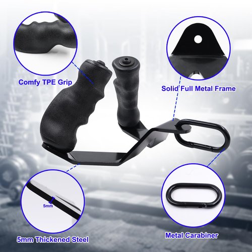 J Bryant Ergonomic Steel Rowing Handles - Non-Slip TPE Coating, 440LB Max Load, Comfortable Grip for Wrist Support - Triangle V Bar for LAT Pulldown & Cable Machines - Home Gym Essential