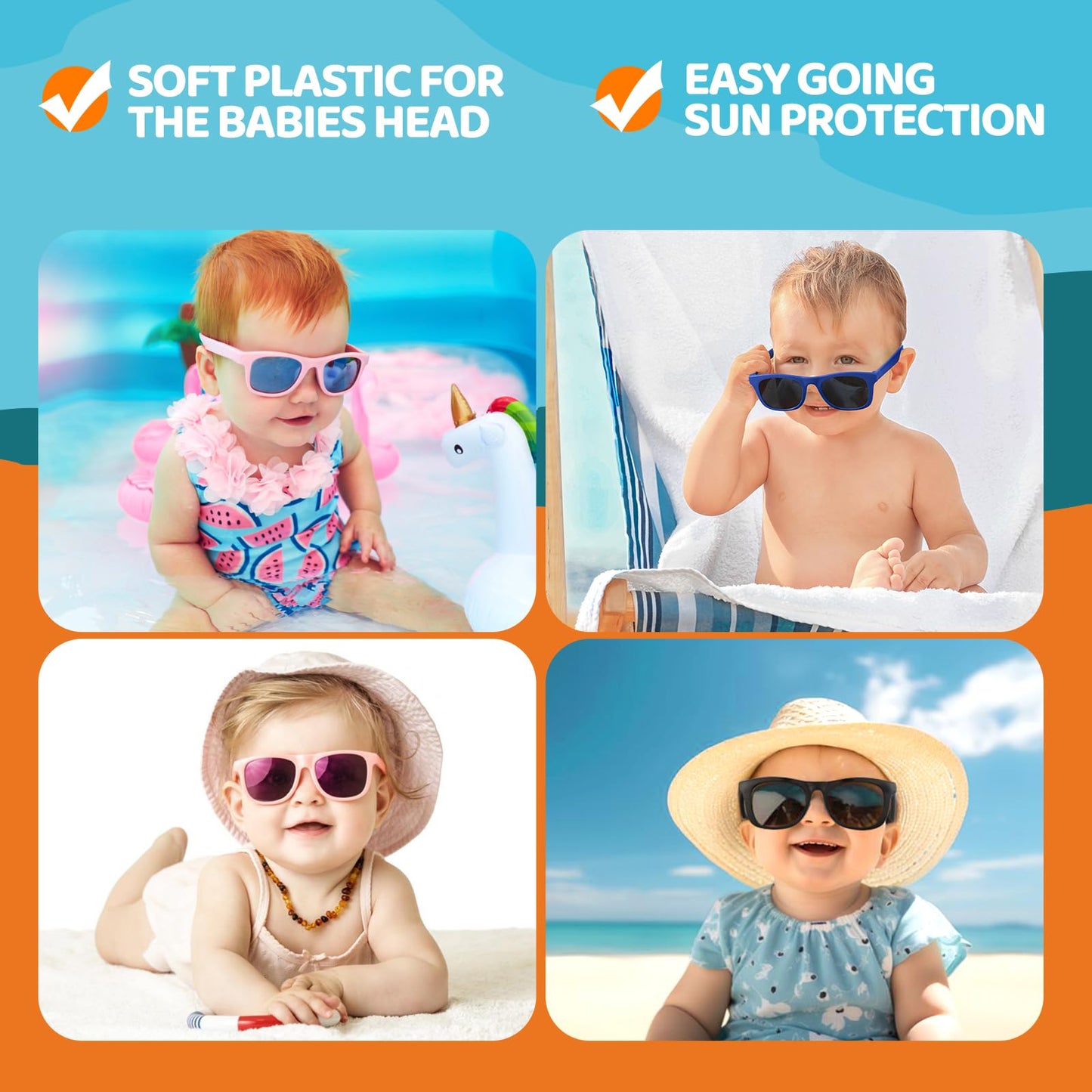 RIVBOS Baby Sunglasses Boys&Girls with Strap UV400 Polarized Flexible for Toddler,Infant and Newborn(0-24month) Black&Grey Lens RBK0231