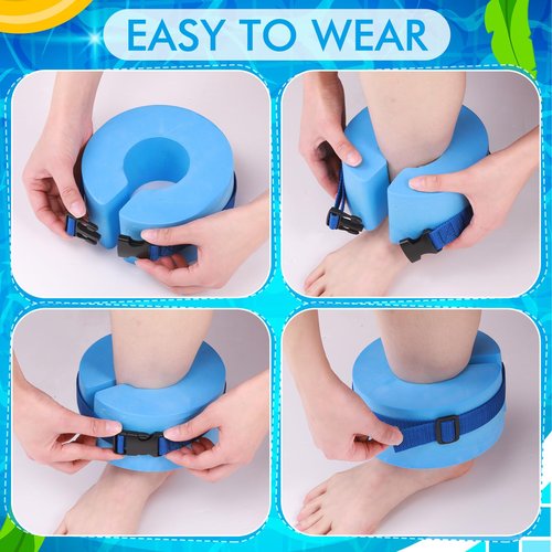 Seenelling Water Aerobics Set for Aquatic Exercise 2 Pcs Foam Dumbbells 2 Pcs Foam Aquatic Cuffs Ankle Arm Pool Resistance Fitness Equipment Weights Equipment for Training Water Workouts