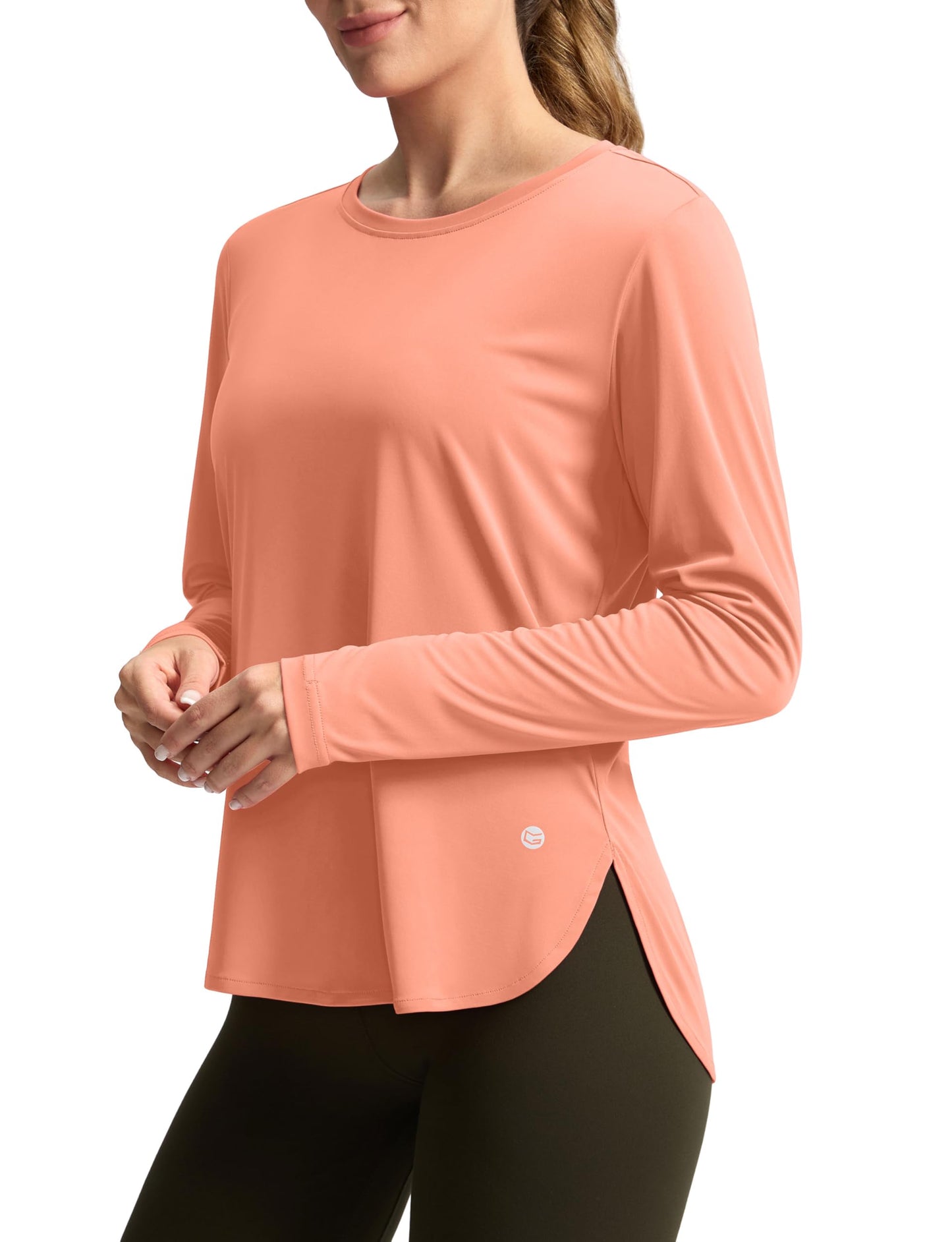 Women's Sun Shirts UPF 50+ Long Sleeve UV Protection Shirt Lightweight Quick Dry Workout Hiking Tops for Women(Orange,M)