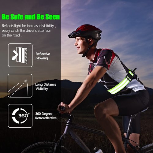 Saintrygo Reflective Sash Running Gear High Visibility Safety Reflective Jacket Adjustable Sash for Walking Cycling at Night(Fluorescent Green,2 Pieces)