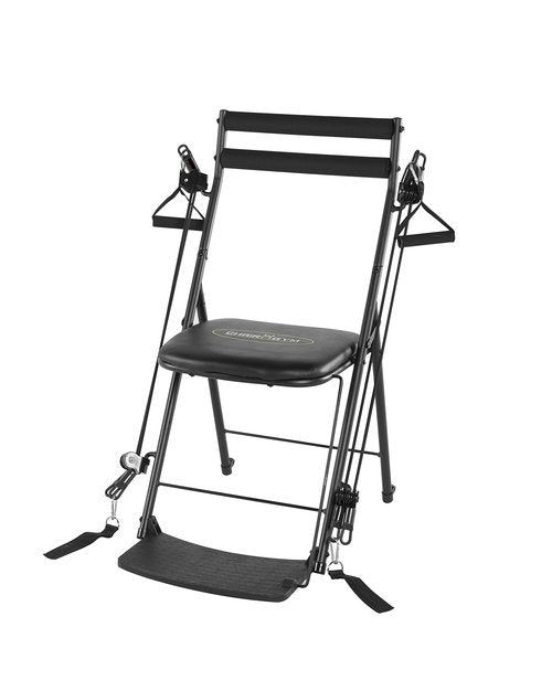 Chair Gym - The Total Body Workout – All in One Compact, Portable and Easy to Use At Home Exercise System includes 5 Instructional DVDs + Bonus Twister Seat Ab Attachment As Seen on TV - BLACK