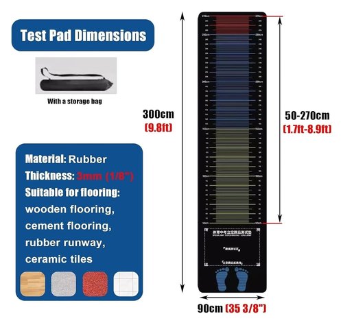 Standing Long Jump Mat Long Jump Practice Test Pad Standing Carpeted Training Mat for Long Jump, Quiet Physical Test Board for School Gym