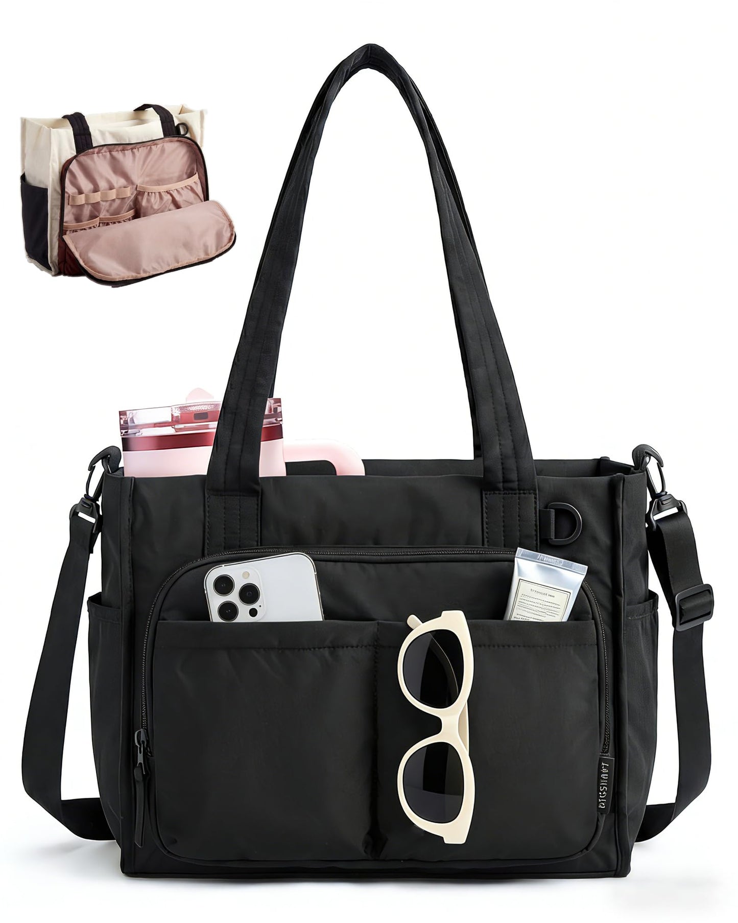 BAGSMART Tote Bag for Women Puffy 13/15.6" Laptop Work Bag Travel Handbag