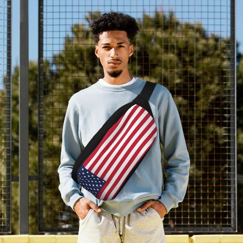 Cute USA Flag Crossbody Fanny Pack for Women Men Adjustable Flag Waist Pack With Pockets for Running,Cycling