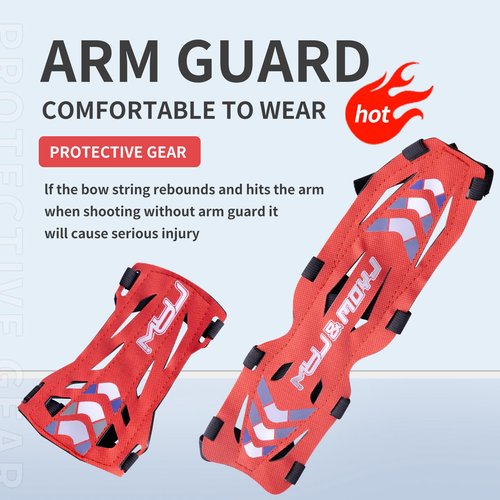 Moyujian 11.2in Long/6.7in Short Armguard Professional Competition Archery Bow Range with 4-Strap/2-Strap Buckles Shooting Practice Guard Nylon Carbon Forearm Protector Arm Guard (Long)