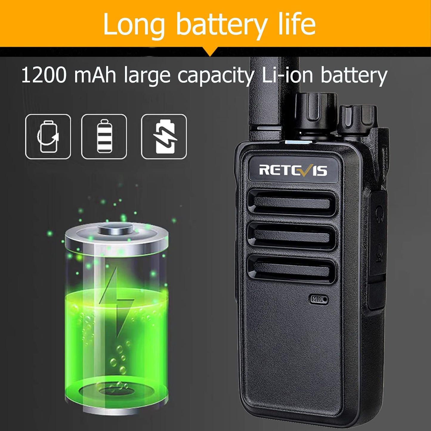 Retevis RT68 Walkie Talkies for Adults, 2 Way Radios Long Range, Hands Free, 1200mAh Battery, Portable Walkie Talkie Rechargeable with USB Charging Base, for Hunting Hiking (4 Pack)