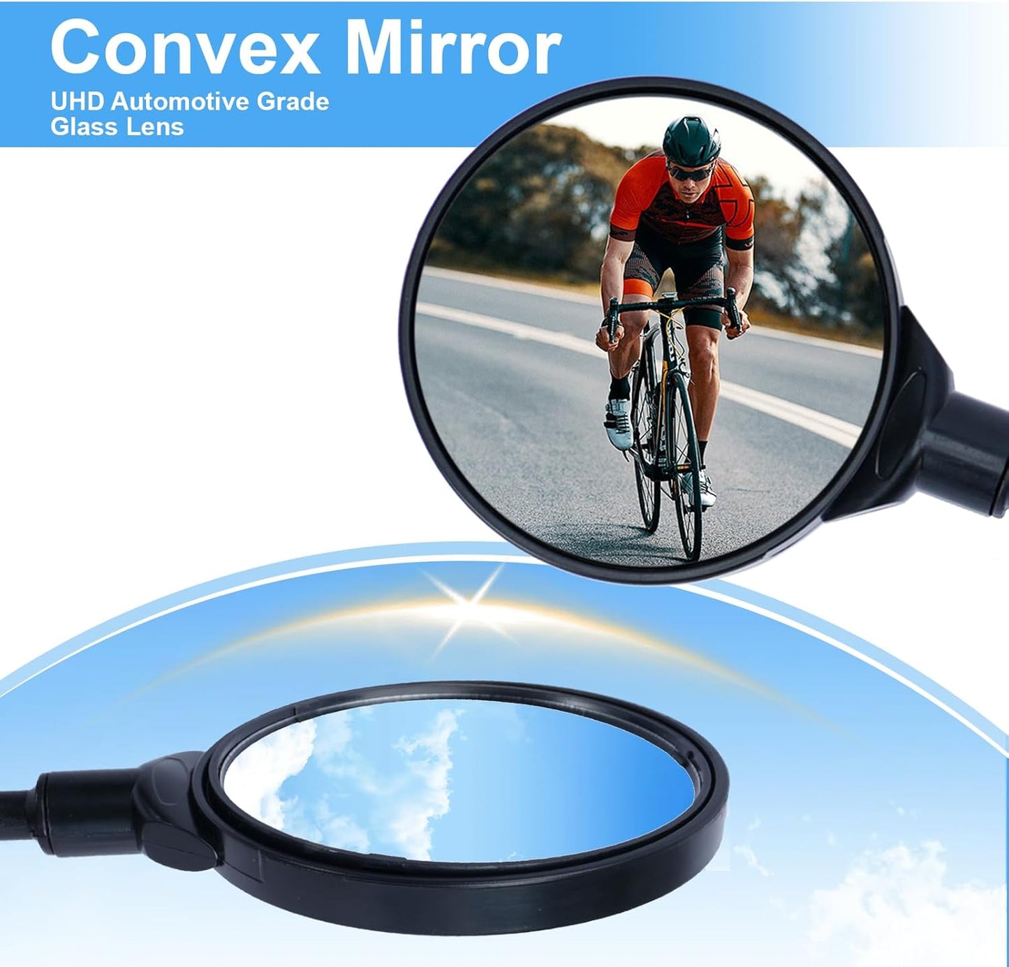 2 Pack Bicycle mirror,Bike Handlebar Mirrors – Adjustable Rearview Mirrors with Wide Angle for Safe Riding (Black-R)