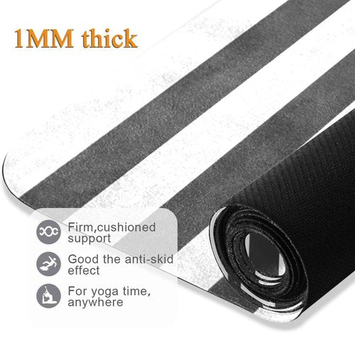 FLildon Black White Stripes Yoga Mat Thick Non Slip Yoga Mat Workout Mat for Men Women, Exercise & Exercise Mat for Home Gym, Yoga, Pilates, Stretching, and Floor