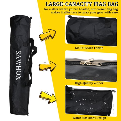 SAWHOX Soccer Corner Flags with Bag, Corner Flags Set of 4 for Soccer Field, 5ft ABS Flagpoles for Agility Training