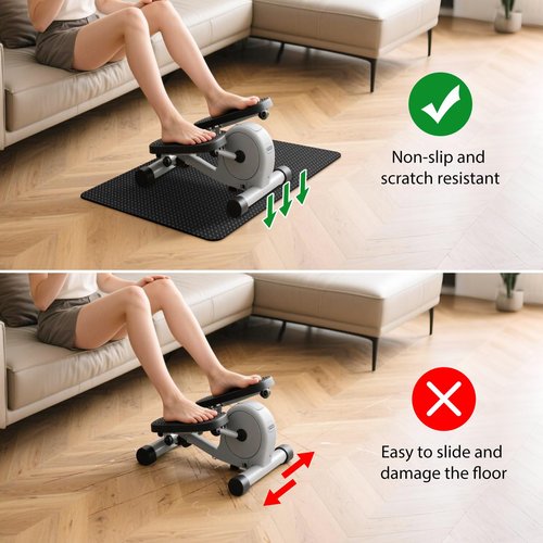 Roylvan Workout Mat for Elliptical Exercise Machine, 23.6" × 17" Non Slip Mat for Pedal Exerciser, Ellipse Leg Exerciser, Silicone Exercise Mats for Floor, Enhanced Stability and Safety