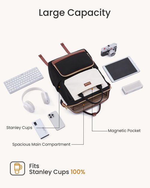 LOVEVOOK Laptop Backpack for Women with Giant Tumbler Holder Pocket, 17 inch Travel Work Backpack Purse for Nurse Teacher, Waterproof School Bag College Bookbag Cute Casual Daypack for Girls