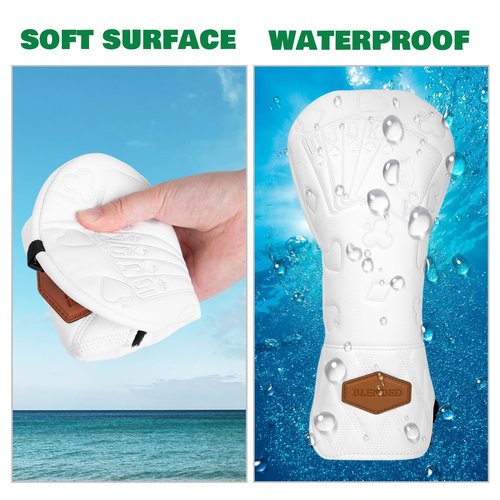 Golf Club Covers Poker Golf Head Covers Driver Covers Fariway Wood Headcover Hybrid Covers Leather Golf Headcover for All Brand,White (for Hybrid)