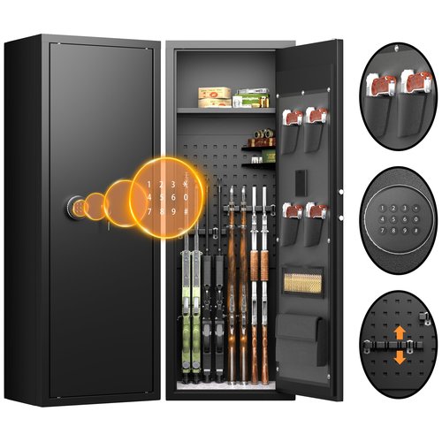 INTERGREAT 10-15 Rifle Gun Safe, Fireproof Home Safe for Rifles and Pistols, Large Unassembled Rifle Safe with 3 Removable Gun Racks,Digital Rifle Safes with 4 Pistol Pockets