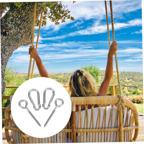 Toddmomy Hammock Hanger Hardware Kit 4 Pack Swing Hanging Kit Fixed Hooks and Spring Hooks for Swing Set