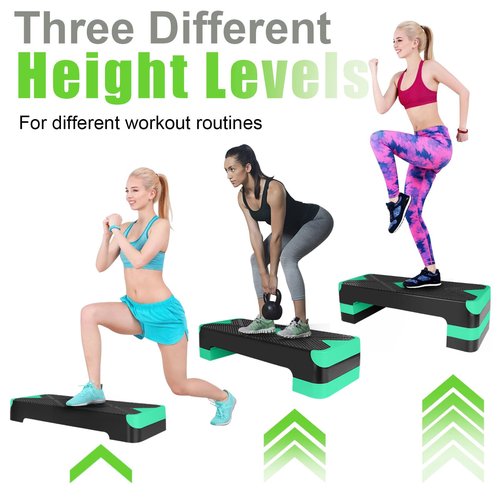 Adjustable Workout Aerobic Stepper in Fitness & Exercise Step Platform Trainer 3 settings adjustable height 4”-6”-8”