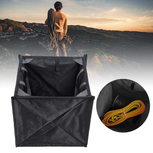 HappyFit Nylon Black Portable Folding Rock Tree Climbing Rope Basket Throwing Cord Storage Frame Bag Portable Tree Climbing Rope Basket for Sports Enthusiasts
