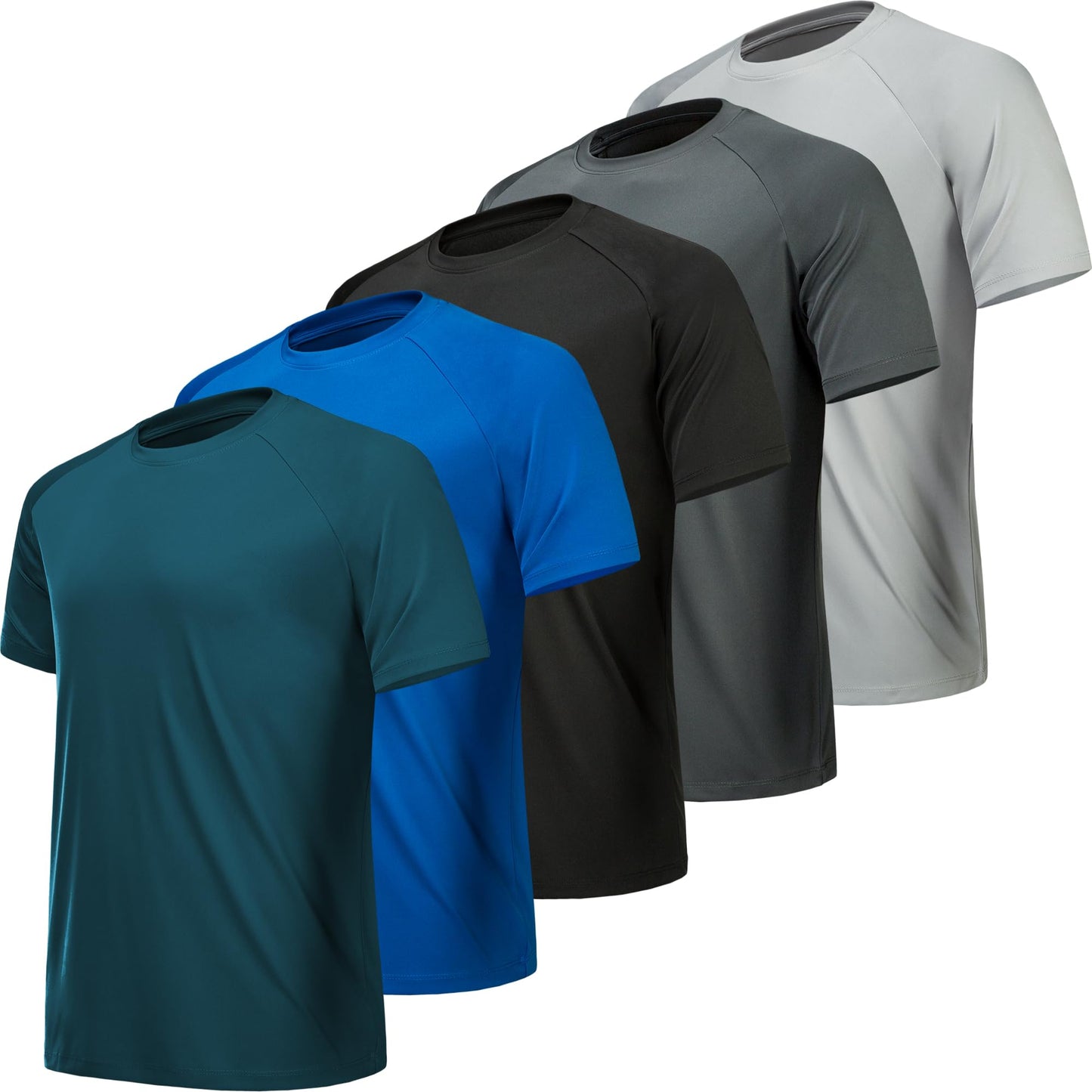 MLYENX 5 Pack Workout Shirts for Men Quick Dry Moisture Wicking Mens Gym Shirts Athletic T-Shirts