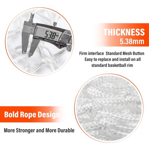 PSLER Basketball net Outdoor, Basketball Hoop net White Standard Basketball net Measures 22 inches and has 12 Loops, suitables for Indoor and Outdoor Professional Competition.