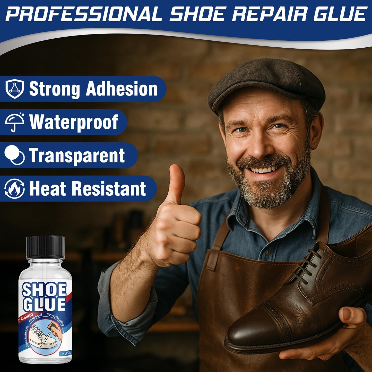 Shoe Glue, Waterproof Shoe Sole Glue Repair, Professional Shoe Gule Fixes Cracks and Debond, Clear-Drying Leather Repair Glue Kit for Shoe Sole, Boots, Leather, Sneakers, Rubber, Canvas