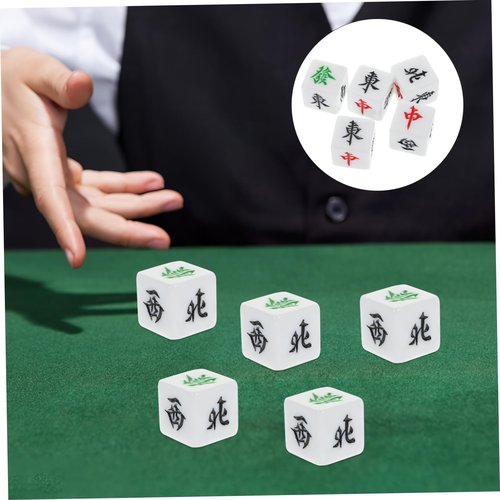 ERINGOGO 5pcs Portable Mahjong Dice Acrylic Dice Set Mahjong Wind for Party Game