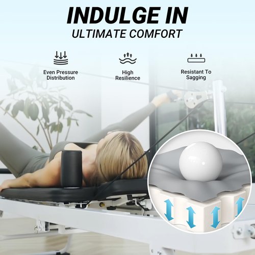Pilates Reformer, PAETA Foldable Reformer Pilates Machine for Home Use, with Dual Resistance- Springs and Cords, Pilates Equipment for Home Workouts with Jump Board, Up to 400 LBS(White