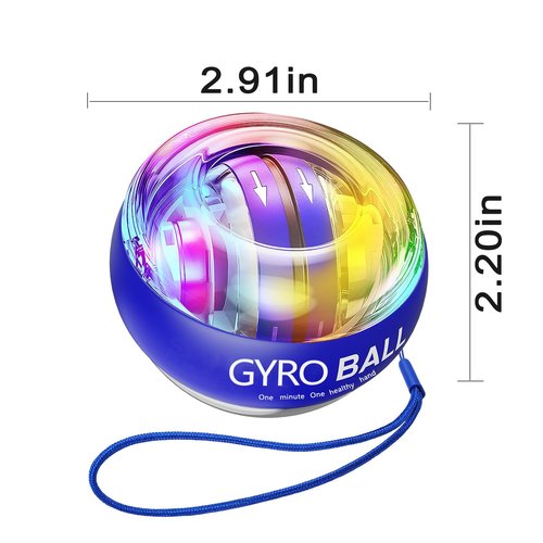 Keoshiga Wrist Trainer Ball Auto-Start Gyroscopic Forearm Exerciser Gyro Torque-Ball Hand Exerciser for Strengthen Arms, Fingers, Bones and Muscles, Colorful Lighting (Blue)