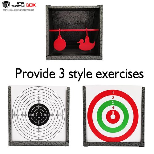 Atflbox BB Trap Target with 20pcs Paper Targets and Resetting Metal Shooting Target for Airsoft Pellet Gun Rifle BB Gun