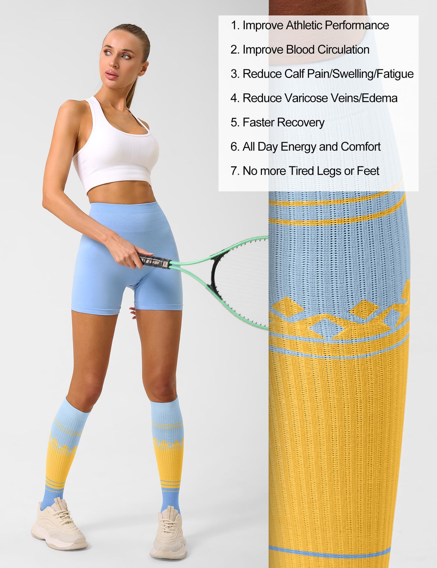 FITRELL 3 Pairs Compression Socks for Women and Men 20-30mmHg- Support Socks for Travel, Running, Nurse, Knee High, Popsicle, S/M