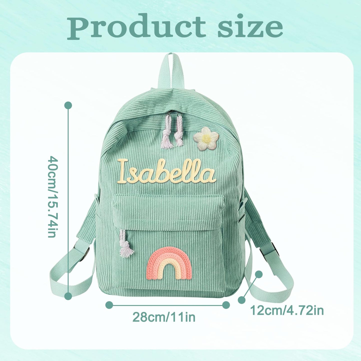 Duckbe Personalized Corduroy Backpack with Name Custom Backpacks for Toddler Girls Boys Bookbags Back to School Bag for Kids Birthday Christmas Children Gifts