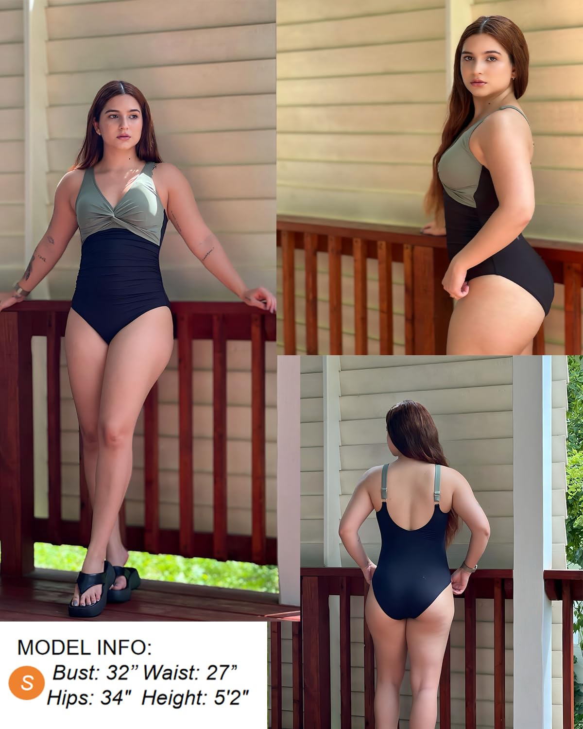 Holipick Green and Black Women Tummy Control One Piece Swimsuit - Push Up Bathing Suit Full Coverage Slimming Swimwear 20 Plus (US 20W)