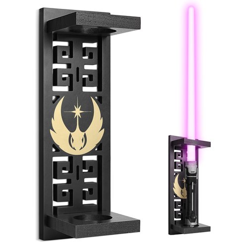 TOPNEW Lightsaber Stand Wall Display, Vertical Lightsaber Holder Wall Mount, Wooden Light Saber Wall Display Rack Suitable for Swords, Light Saber, Gift for Lightsaber Collectors (Wooden, Black 02)
