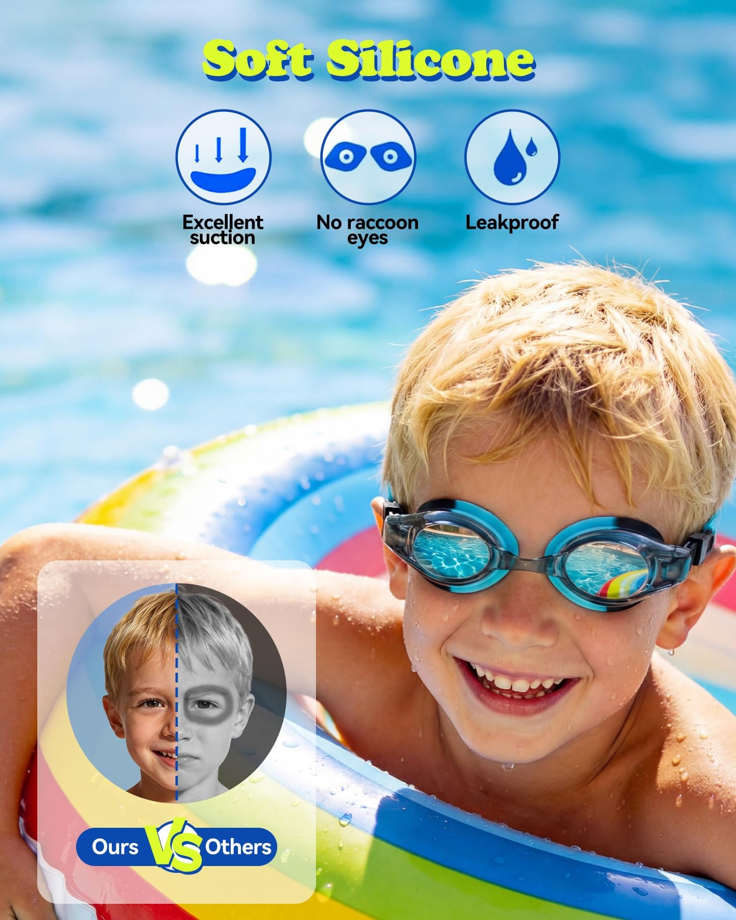 Aegend 2 Pack Kids Goggles, Swimming Goggles for Kids Age 4-16 Boys and Girls Youth, Anti-Fog Pool Goggles, Green Black & Blue Black