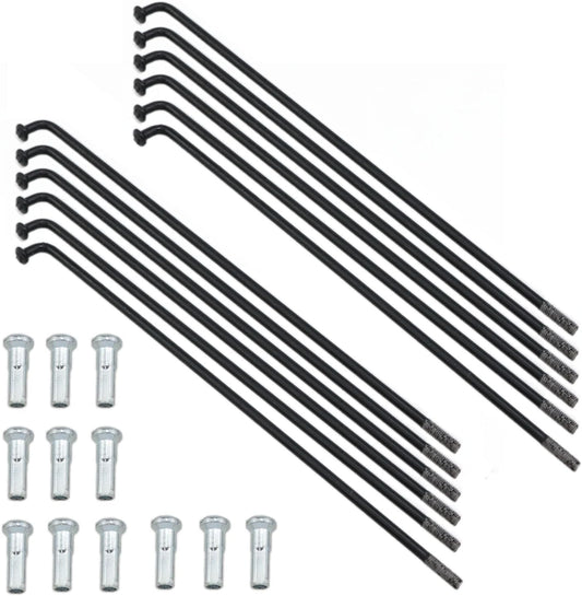131 mm /5.16 Inch Stainless Steel Spoke Bike Spokes Bicycle Spokes 12G Spoke Black Bike Spokes Mountain/Road Bikes with 16mm Spoke Caps 12PCS