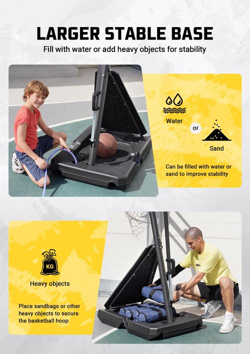 Aimking Basketball Hoop Outdoor System with 44 Inch Backboard, 4.8FT-10FT Height Adjustable Basketball Goal System for Youth/Teens/Adults Indoor Outdoor Pool