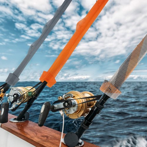 Beetwo Fishing Rod Cover, 4 Pack Fishing Rod Sleeve Sock Pole Glove Protector Cover with Lanyard for Fly, Spinning, Casting, Sea Fishing Rod