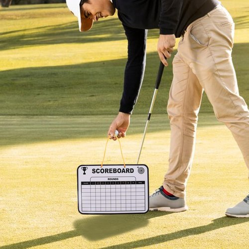 POPETPOP 1 Set Golf Scorecard Board Erasable with 1 Pen Plastic Whiteboard Dry Erase Score Card Holder Accessories for Men Women Golfer