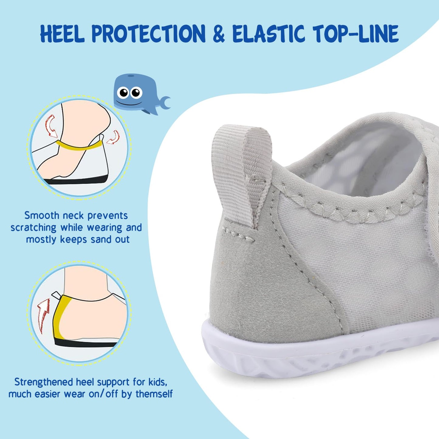 LeIsfIt Kids Water Shoes Toddler Girls Boys Swim Shoes Outdoor Quick-Dry Breathable Aqua Socks for Beach Pool Surf, LightGrey, 13 Little Kid