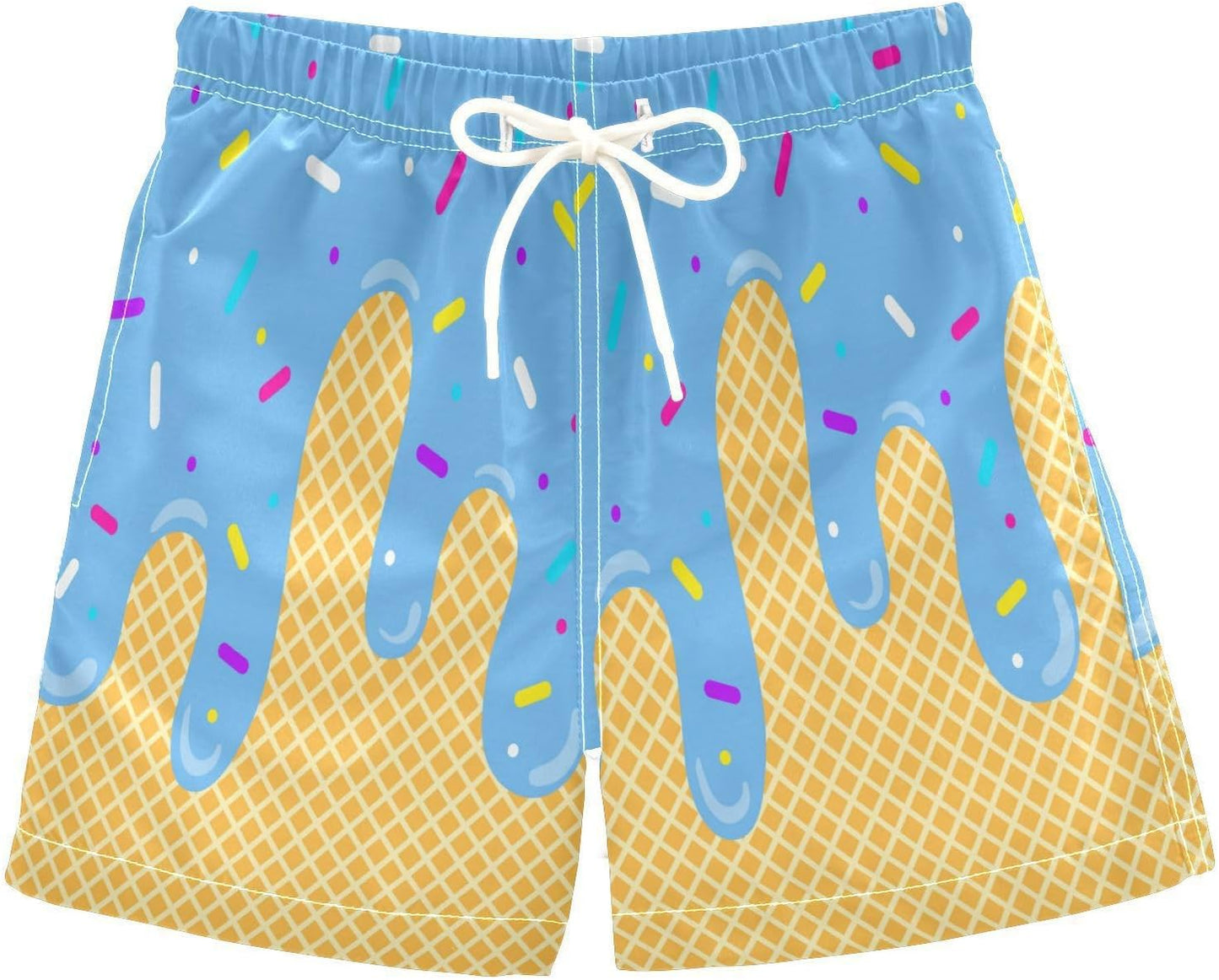 Ice Cream Boy Baseball Shorts Waffle Or Cone Preppy Shorts,Kids Youth Ice Cream Drip Track Short Pants