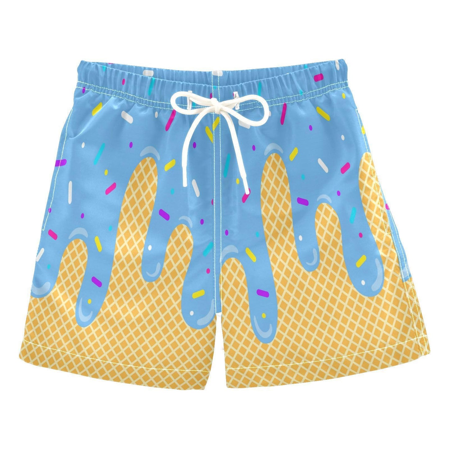 Ice Cream Boy Baseball Shorts Waffle Or Cone Quick Dry Preppy Shorts,Kids Ice Cream Drip Track Short Pants 9-10 Years #01 Sky Blue