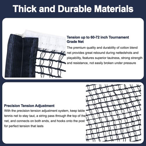 Runhike Ping Pong Net Compatible with Stiga, Durable Stable Table Tennis Net Compatible with Stiga, Stable for Intense Table Tennis Matches with Chian Tension,Navy,2PCS